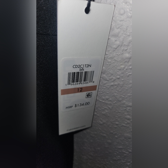 Calvin Klein Scuba Crepe Dress with Flutter Hem and Button Details - Picture 5 of 8